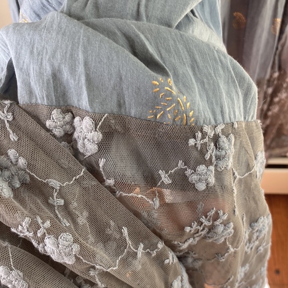 AUROBELLE IBIZA block print maxi dress with lace S/M new - Picture 3 of 12